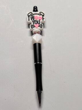 Hand Crafted Black and White Cute Paw I WOOF You Decorative Pen